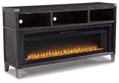 Coral Furniture - Ashley Furniture - Todoe 65" TV Stand with Electric Fireplace - 65" TV Stand with Electric Fireplace / Gray - W901W1